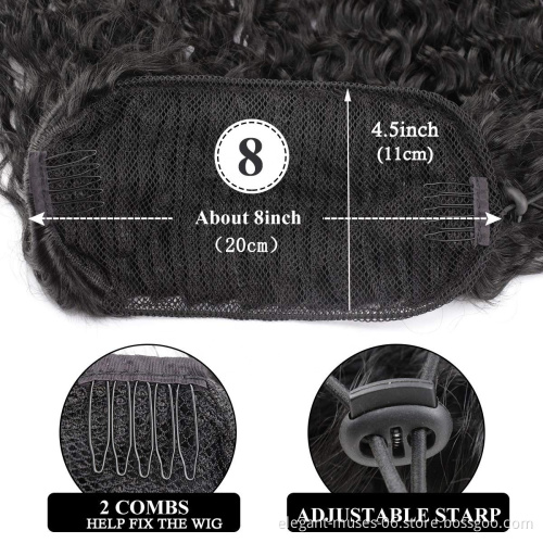 Long Afro Kinky Curly Ponytail Synthetic Drawstring Puff Ponytail Clip in Hair Extensions for African American